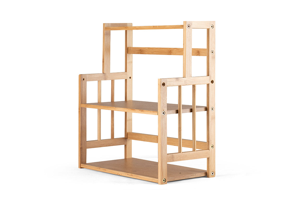 HYNAWIN Bamboo Spice Rack Storage Shelves-3 Tier Standing Pantry Shelf