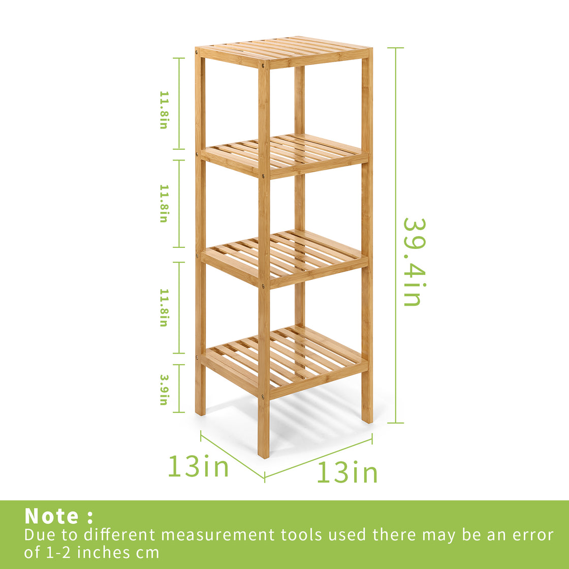 HYNAWIN Bamboo Shelf 4-Tier Bookshelf,Tall Corner Shelves