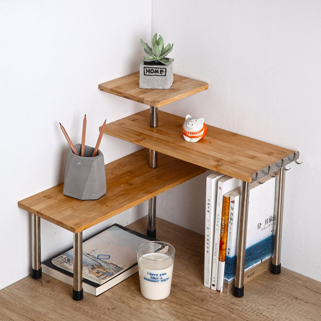 HYNAWIN 3 Tier Bamboo Countertop Shelf Corner Shelf