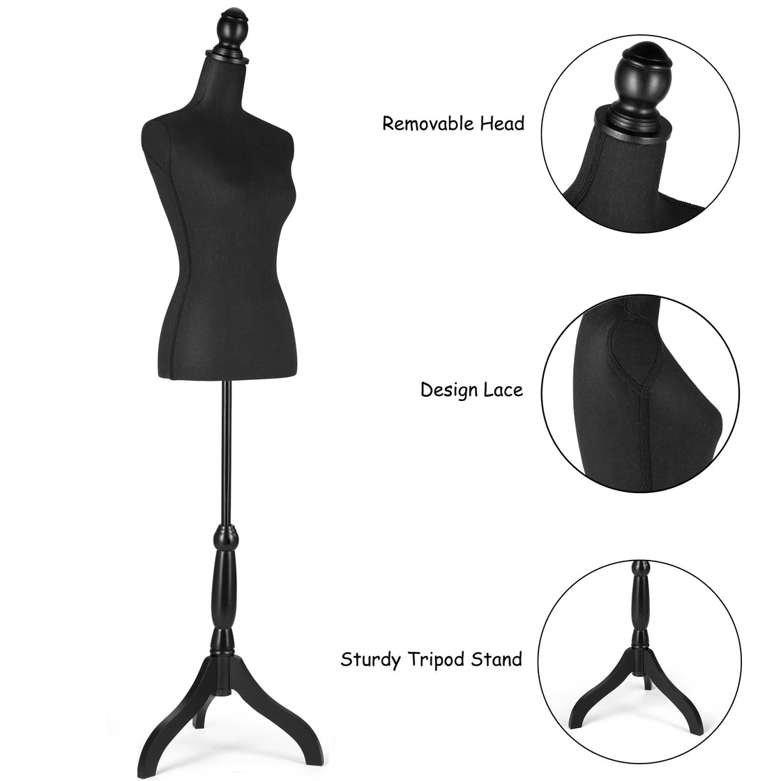 Female Dress Form Mannequin Body Torso Stand with Adjustable Height Stand