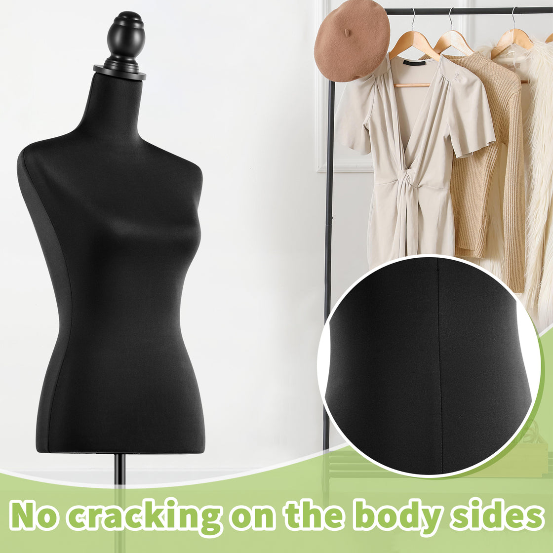 Female Dress Form Mannequin Body Torso Stand with Adjustable Height Stand