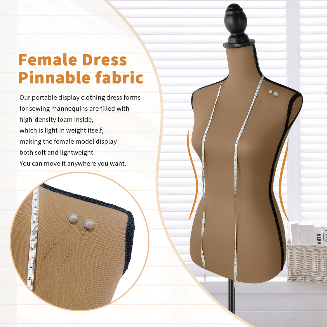 Female Dress Form Mannequin Body Torso Stand with Adjustable Height Stand