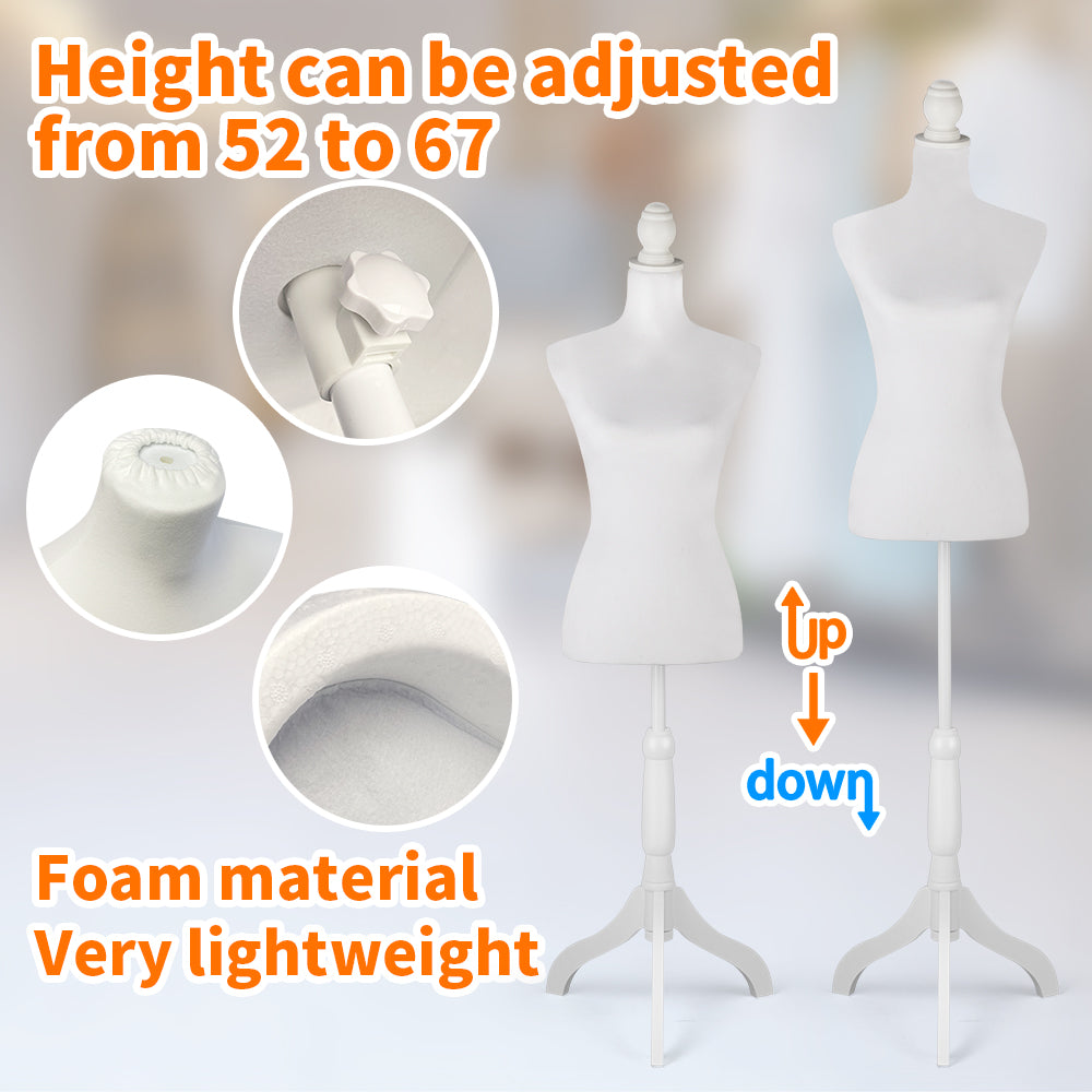 Female Dress Form Mannequin Body Torso Stand with Adjustable Height Stand