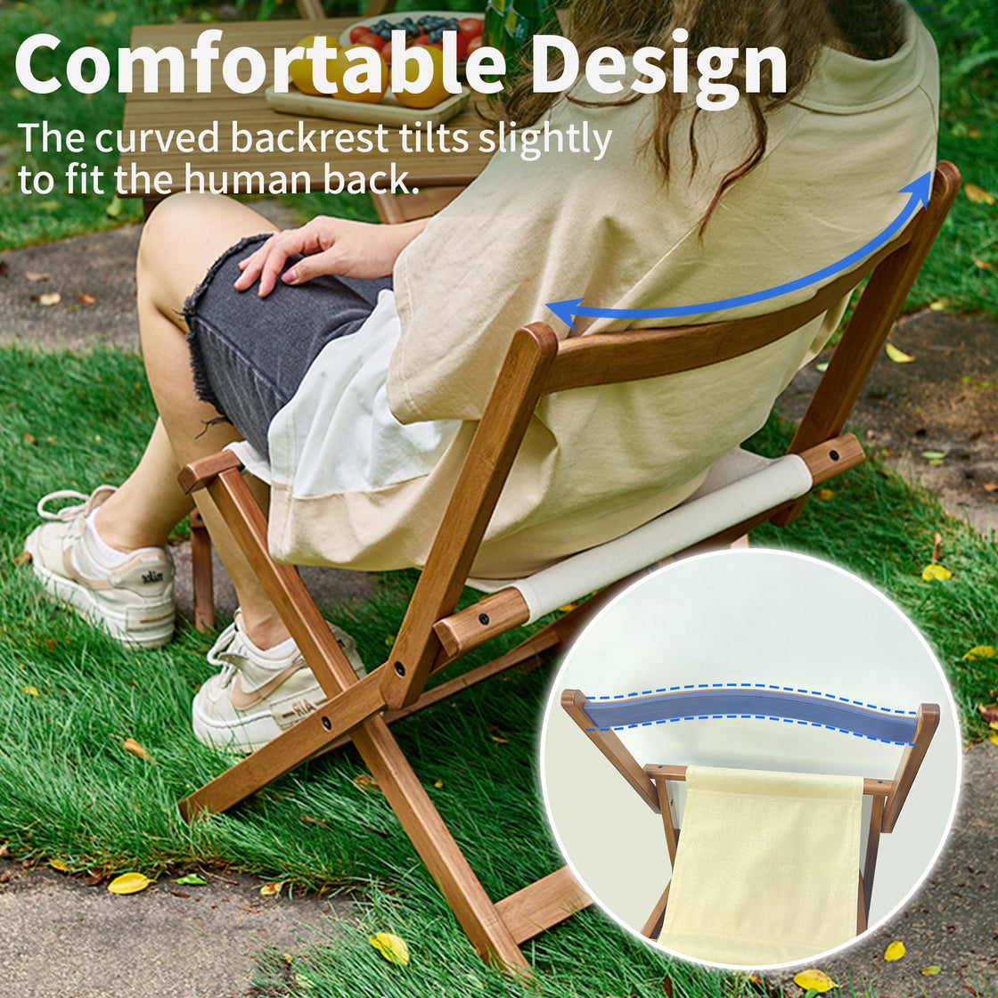 HYNAWIN Foldable Camping Chair Portable Stool for Indoor and Outdoor Use Bamboo Chair