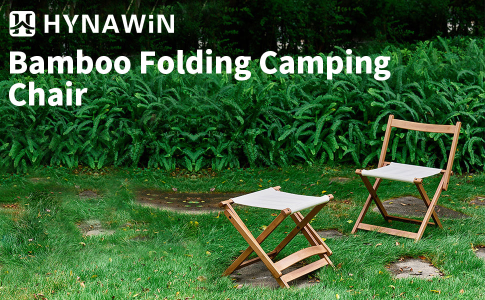 HYNAWIN Foldable Camping Chair Portable Stool for Indoor and Outdoor Use Bamboo Chair