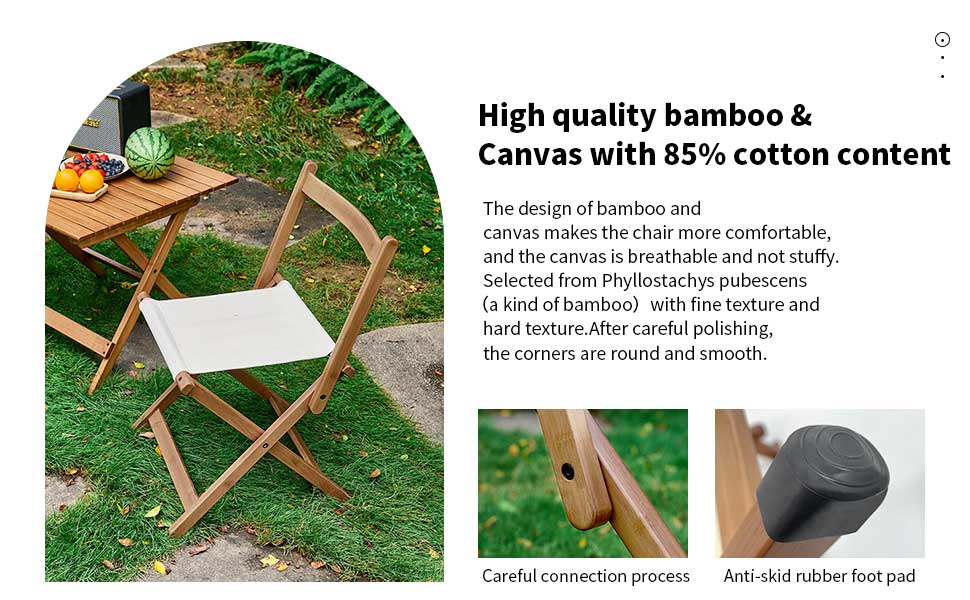 HYNAWIN Foldable Camping Chair Portable Stool for Indoor and Outdoor Use Bamboo Chair