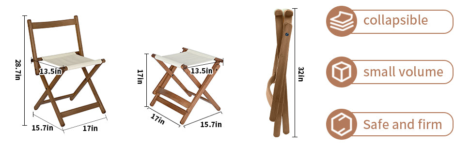 HYNAWIN Foldable Camping Chair Portable Stool for Indoor and Outdoor Use Bamboo Chair