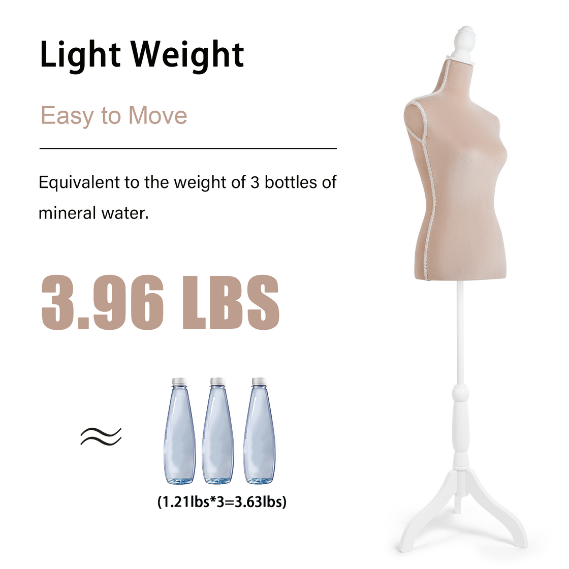 Female Dress Form Mannequin Body Torso Stand with Adjustable Height Stand